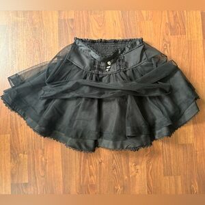Black Layered Tulle Mini Skirt